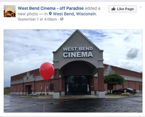 Red Balloon marketing campaign for the release of "IT" at West Bend Cinema